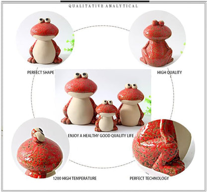Frog Garden Decor Set of 3,Funny Cute Ceramic Frog Garden Statues Yard Decoration Outdoor Holiday