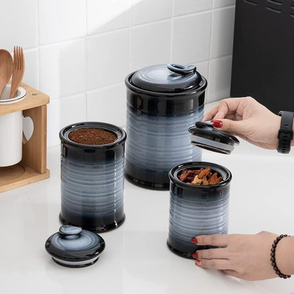 Nihow Ceramic Food Storage Jar Sets: Container with Air Tight Ceramic Lid for