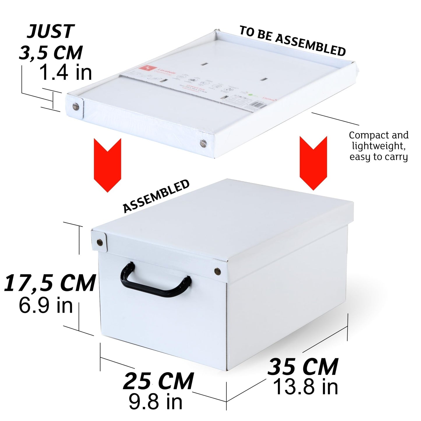 Lavatelli: Storage Box: Small - Peony - Lid & Side Handles, Decorative Cardboard Organizer