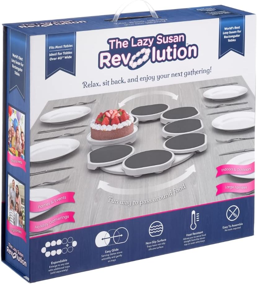 Full Set - Dark Gray - The First Patented Lazy Susan Turntable Expandable for Rectangular & Oblong