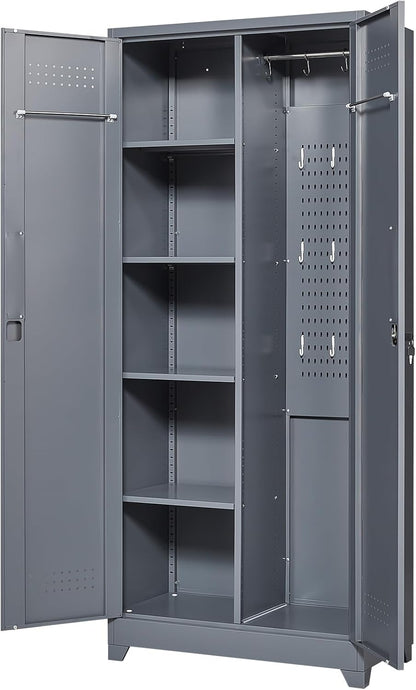 Storage Cabinet,Metal Locking Cabinets with Doors and Shelves,Functional Garage Storage Cabinet for