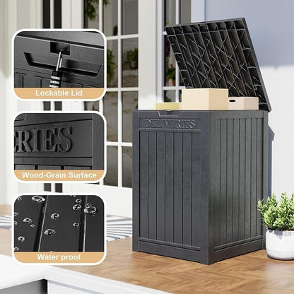 DRATO 48 Gallon Package Delivery Box, Large Lockable Storage Box, Double-Wall Resin Outdoor Package
