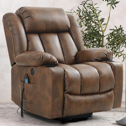 Power Lift Recliner Chair for Elderly Breathable Leather Recliner Chair with Massage and Heat for