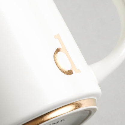 COLLECTIVE HOME - Monogram Ceramic Mugs, 15 oz Golden Initial Coffee Cups, Elegant Alphabet Tea