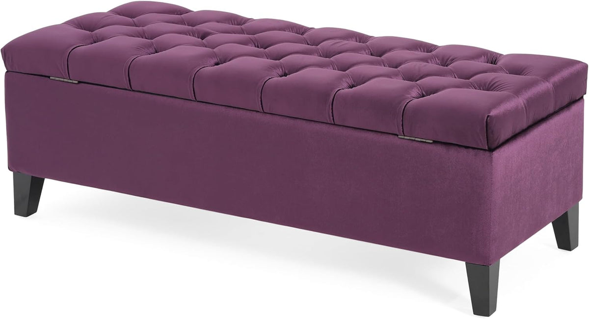 Christopher Knight Home Gloust Velvet Storage Ottoman, Upholstered Rectangular Storage Bench