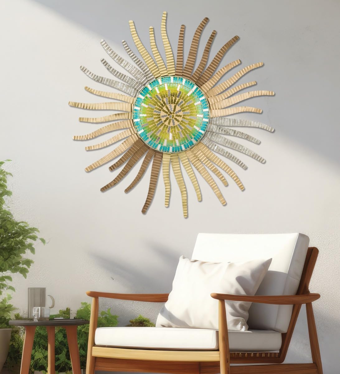 Regal Art & Gift Wavy Large Metal Sun Wall Decor - 30 Inch | Indoor Outdoor Rust-Resistant Sunburst