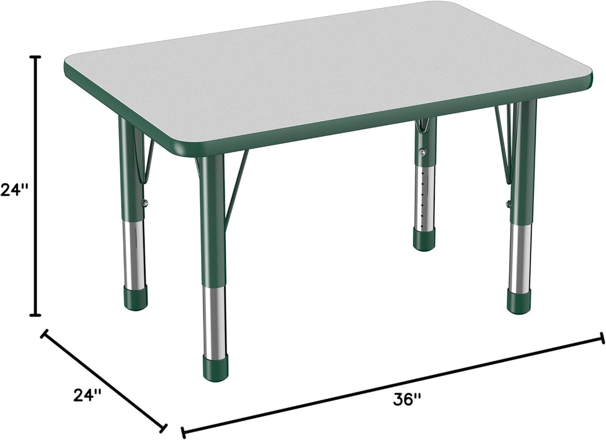 FDP Rectangle Activity School and Classroom Kids Table (24 x 36 inch), Chunky Toddler Leg