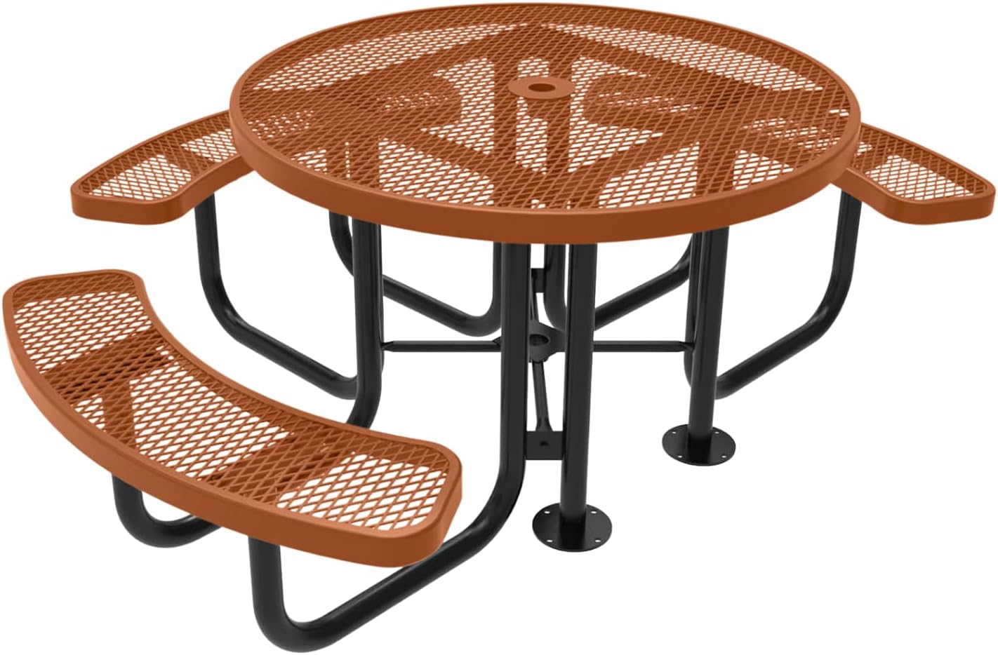 Heavy-Duty Portable Outdoor Picnic Table with Umbrella Hole, Expanded Metal Patio Dining Furniture