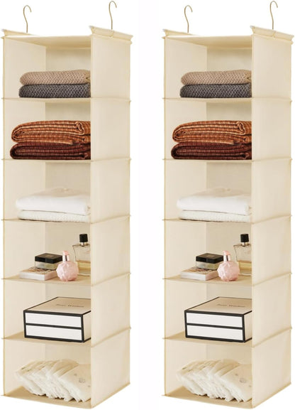MAX Houser 6 Tier Shelf Hanging Closet Organizer, Closet Hanging Shelf with 2 Sturdy Hooks for