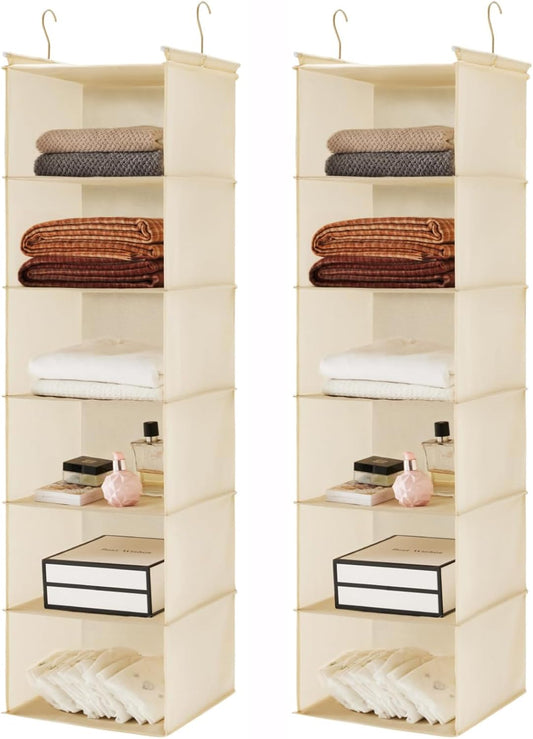 MAX Houser 6 Tier Shelf Hanging Closet Organizer, Closet Hanging Shelf with 2 Sturdy Hooks for