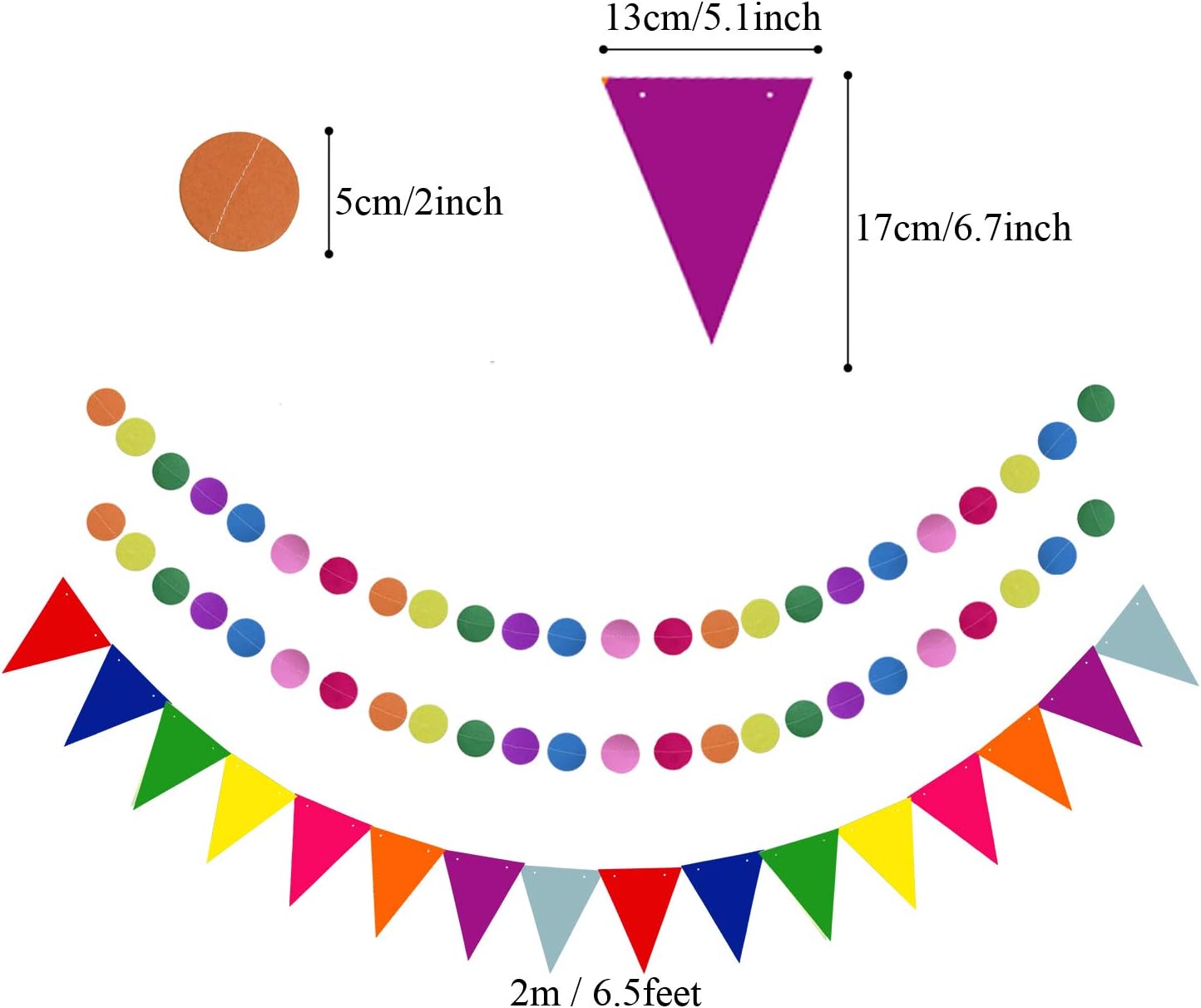 ZERODECO Party Decoration, 21 Pcs Multi-color Hanging Paper Fans, Pom Poms Flowers, Garlands String