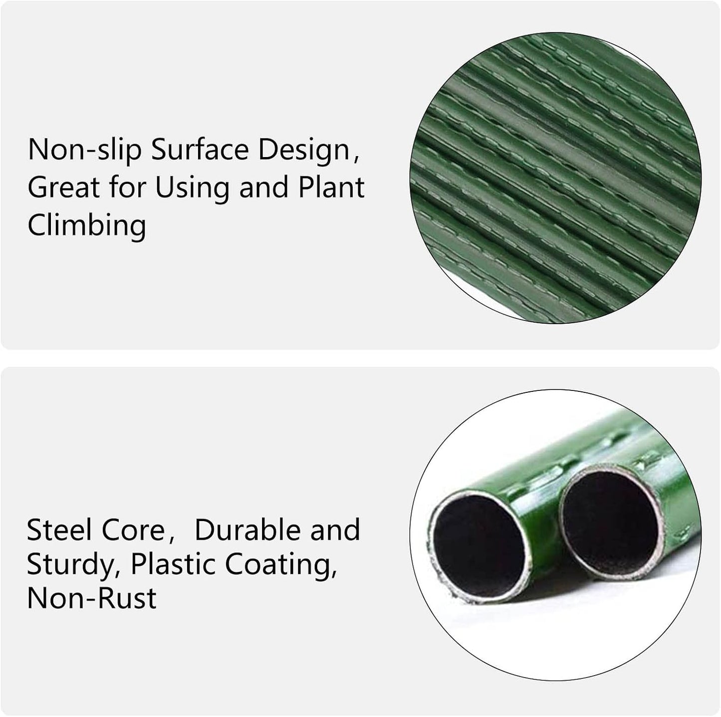 Garmeinea Garden Stakes 48 Inches Plastic Coated Steel Plant Stakes for Growing Climbing Plants