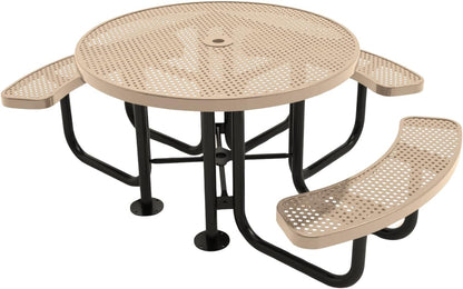 Heavy-Duty Portable Outdoor Picnic Table with Umbrella Hole, Punched Steel Patio Dining Furniture