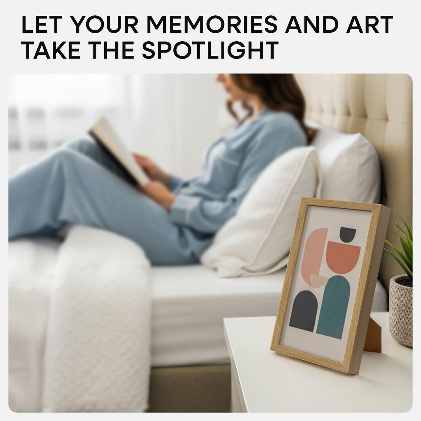 Homeforia 8x12 Picture Frame Wood, High End Natural Oak 8 x 12 Light Wooden Frames with Mat 6 by 8