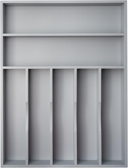 Silverware Organizer 13 Inch Gray Bamboo Kitchen Drawer Organizer 7 Slots Utensil Organizer