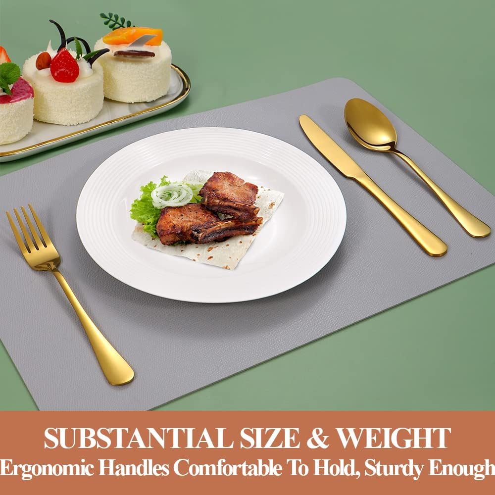 Lazycorner 30 Pcs Gold Silverware Set for 6, Food Grade Stainless Steel Flatware Set Include