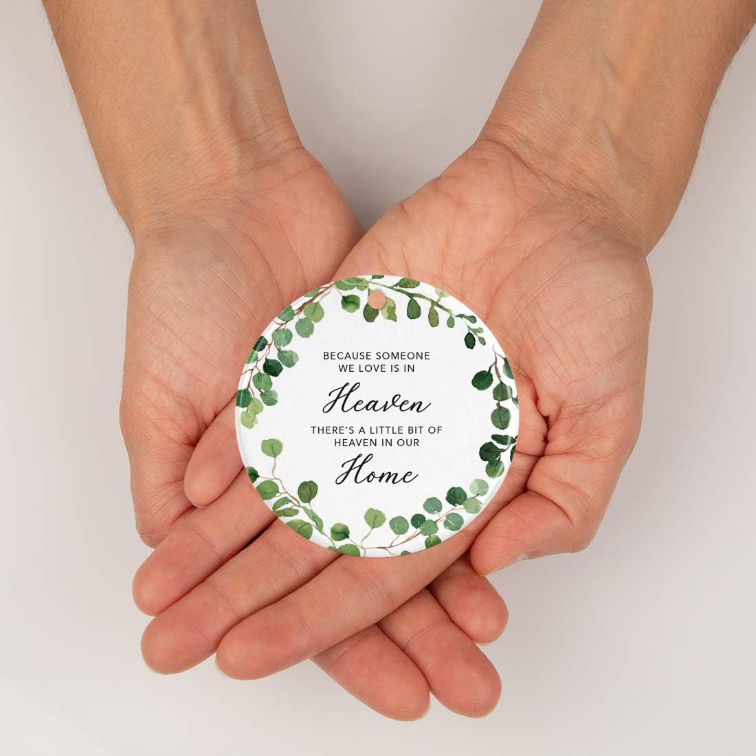 Andaz Press Round Ceramic Porcelain Christmas Tree Ornament Keepsake Memorial Bereavement, Because