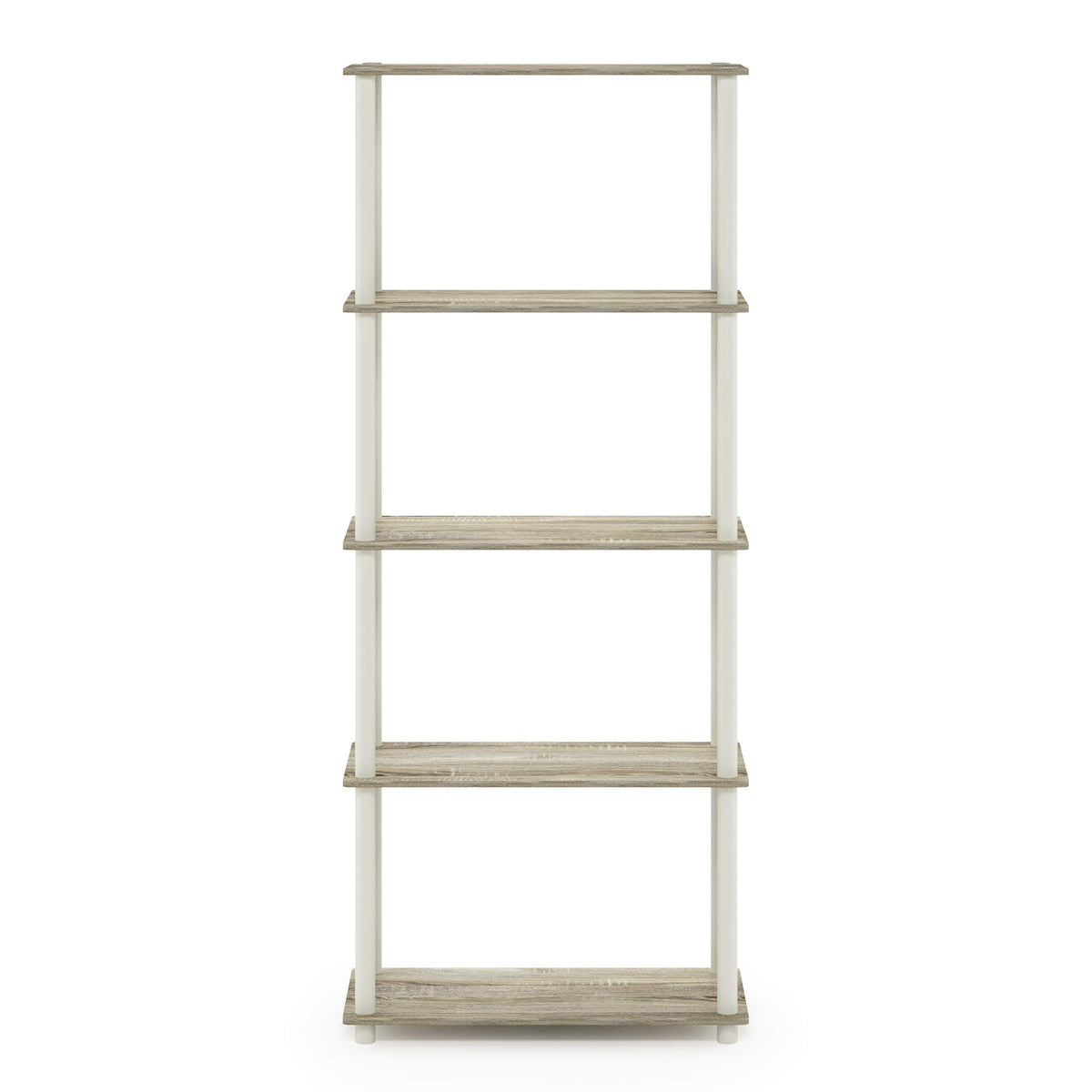 Furinno TURN-N-TUBE Storage Shelves, 5-Tier Book Shelf, Corner Shelf, Toolless Open Shelves, for