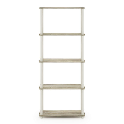 Furinno TURN-N-TUBE Storage Shelves, 5-Tier Book Shelf, Corner Shelf, Toolless Open Shelves, for