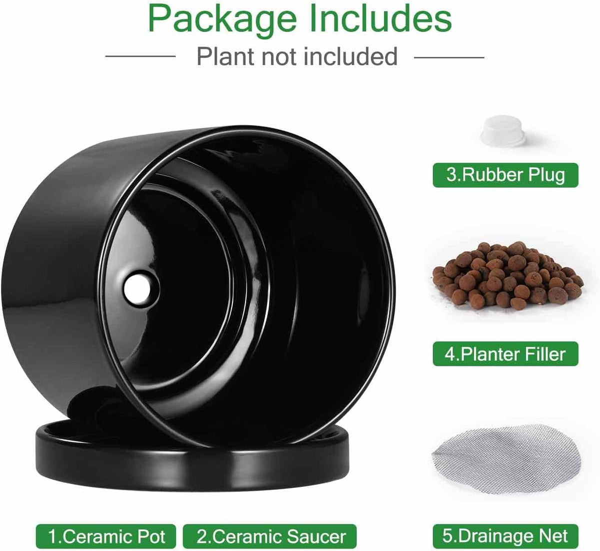 Aveyas 8 inch Ceramic Plant Pot with Drainage Hole and Saucer - Suitable for Indoor and Outdoor