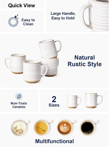 LE TAUCI Coffee Mugs 12 oz, Ceramic Mug Set, Housewarming Wedding Present, Coffee Cups for Latte
