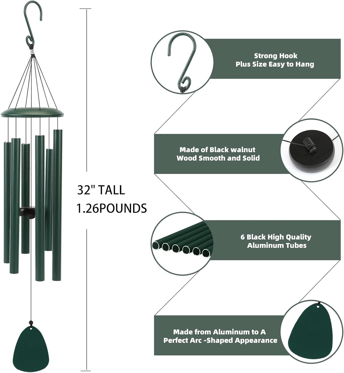 Wind-Chimes-Outdoor-Deep-Tone, Large Soothing Melodic Tones Windchimes, Wind Chimes for Outside