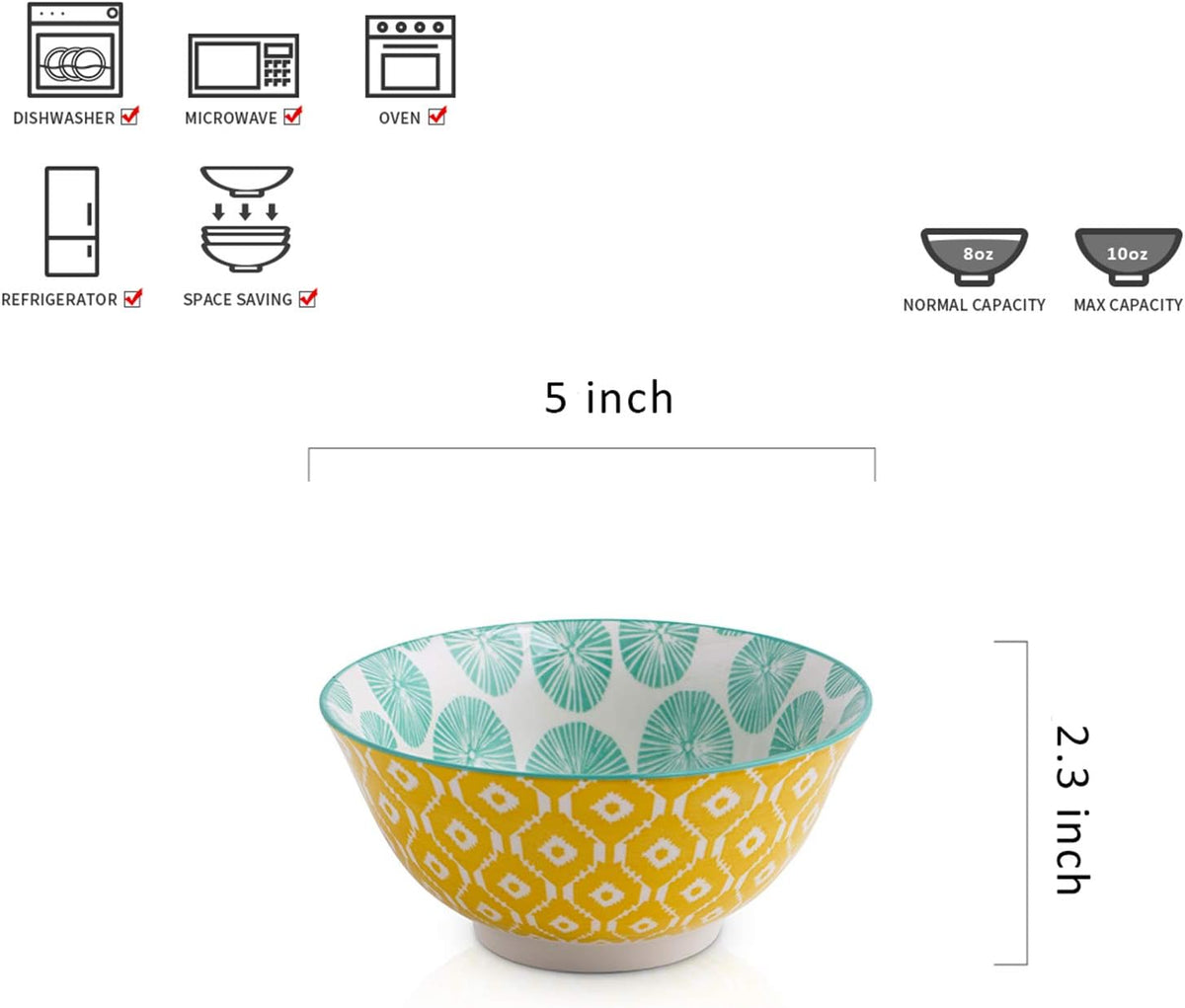Selamica Porcelain Ice Cream Bowls Set of 6, Small Bowls, Ceramic bowls for Dessert, Ice Cream