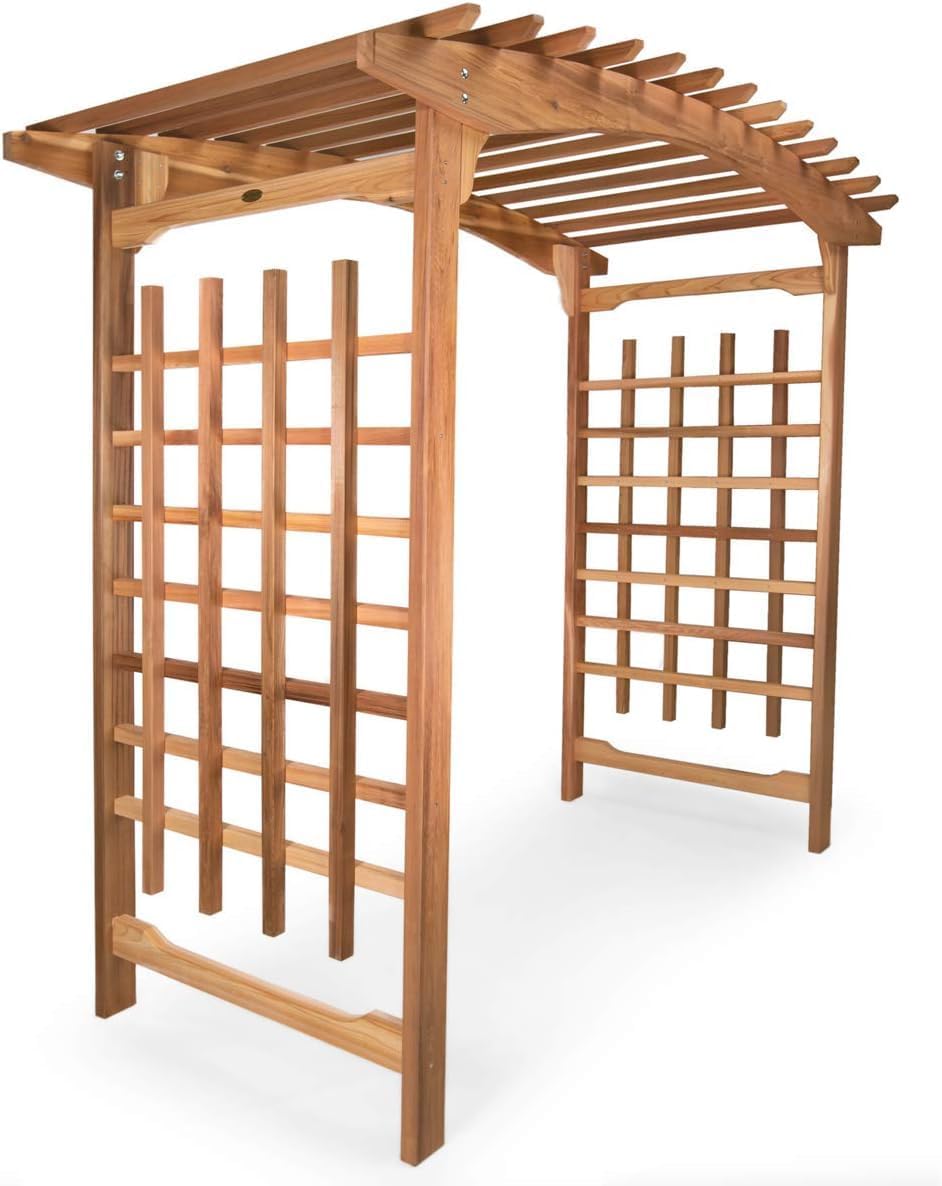 All Things Cedar 8-Foot Pagoda Arbor Garden Arch Trellis for Climbing Plants, Transform Garden or