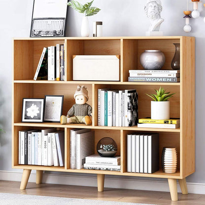 IOTXY Wooden Open Shelf Bookcase - 3-Tier Floor Standing Display Cabinet Rack with Legs, 8 Cubes