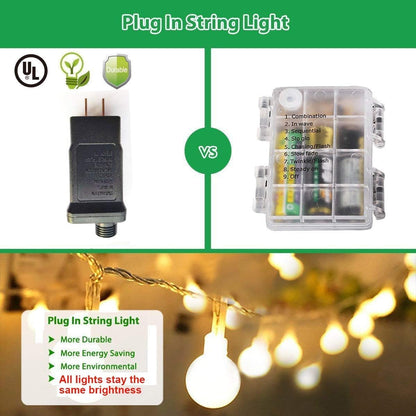 Globe String Lights Plug in 116 Ft. 200 LED 8 Modes with Remote,Waterproof Fairy String Lights for