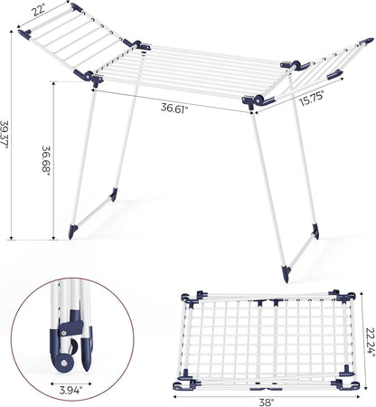 APEXCHASER Clothes Drying Rack Foldable, Large Drying Rack Clothing, Winged Laundry Rack Folding