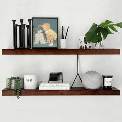 Homeforia Walnut 36 inch Floating Shelf, High End Solid Real Wood 36inch Large Shelves for Bathroom