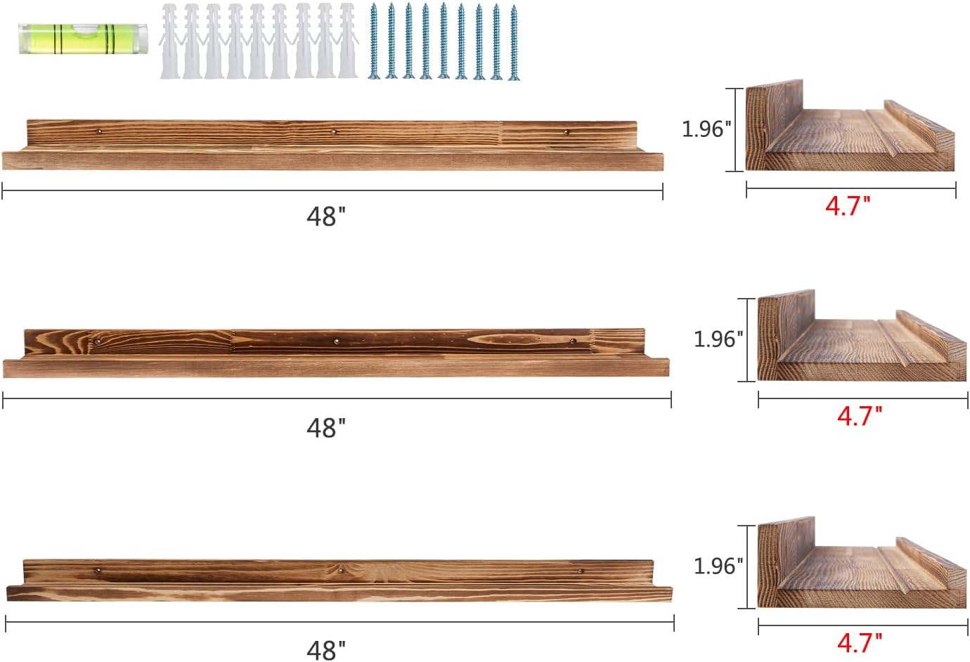 AZSKY Picture Ledge Shelf Wall Ledge Floating Shelves for Photo Frames Kids Book Shelves Wall