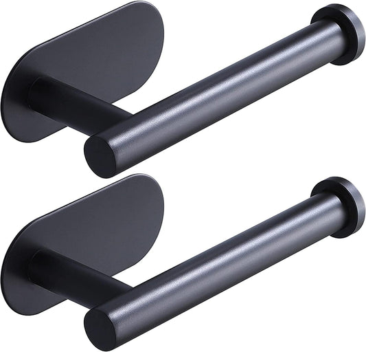 Toilet Paper Holder,Matt Black, Wall Mount,Upgraded Adhesive Toilet Paper Roll Holder,no