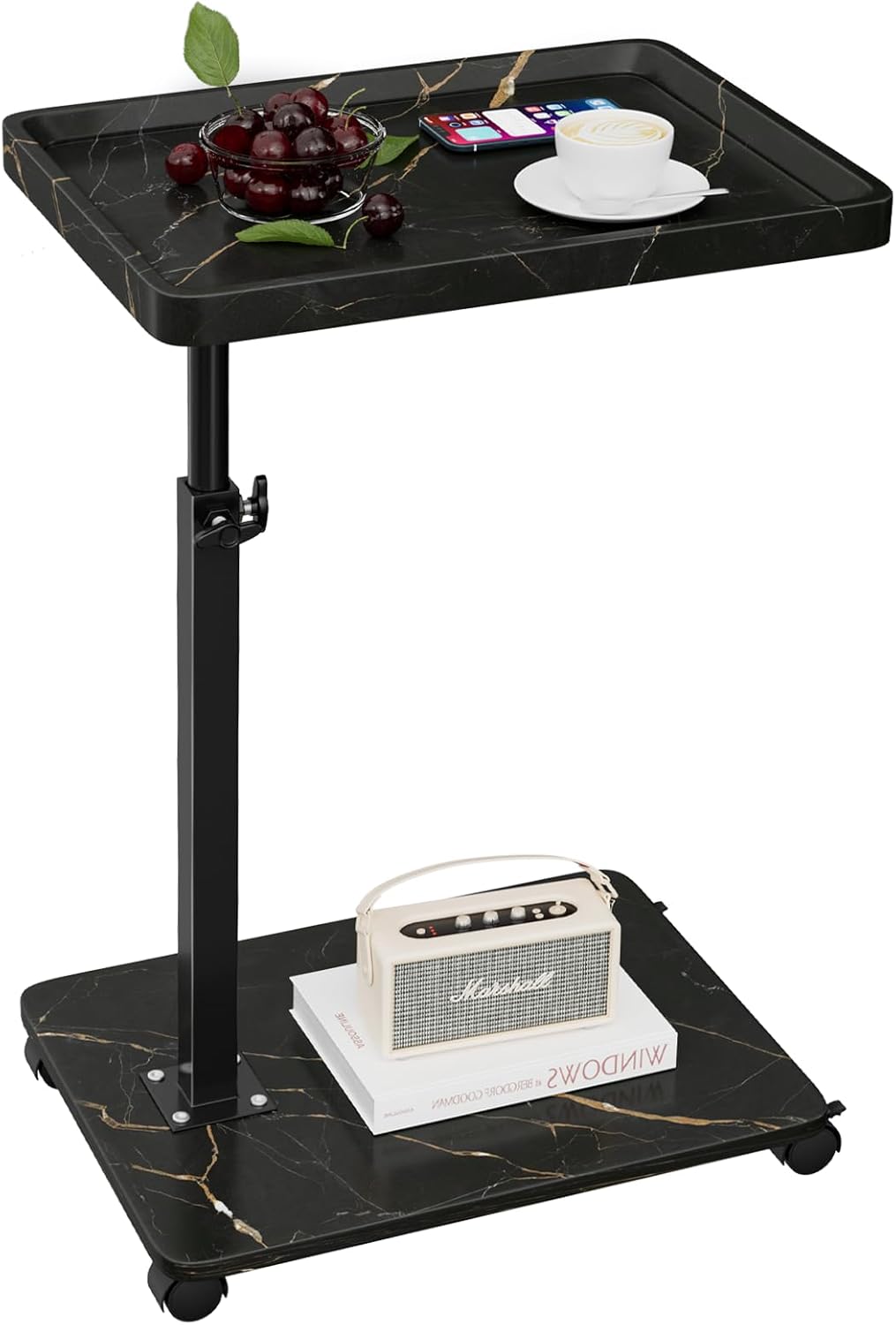C Table End Table Adjustable Height, 360°Swivel TV Tray Table for Small Spaces, Couch Tables That