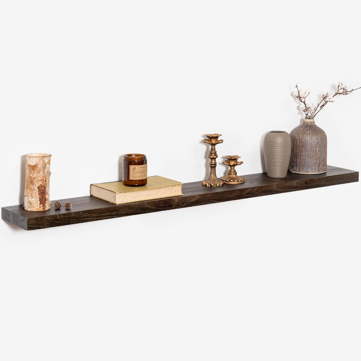 40 Inch Floating Shelves for Wall, Rustic Elm Wood Shelf for Home Decor, Heavy-Duty Wooden Floating