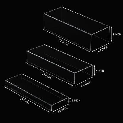 Rectangular Acrylic Display Risers Stands 3pcs, Dessert Table Display Rack, Clear Display Shelf for