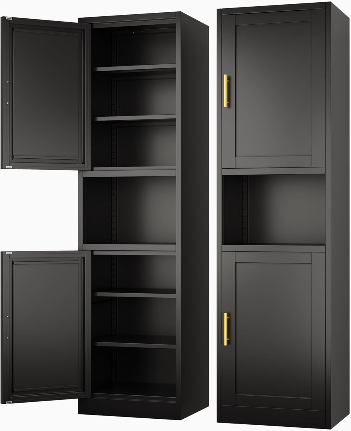 Tall Narrow Storage Cabinet 66.93" H Tall Bathroom Cabinet Metal Pantry Cabinets, 4 Adjustable