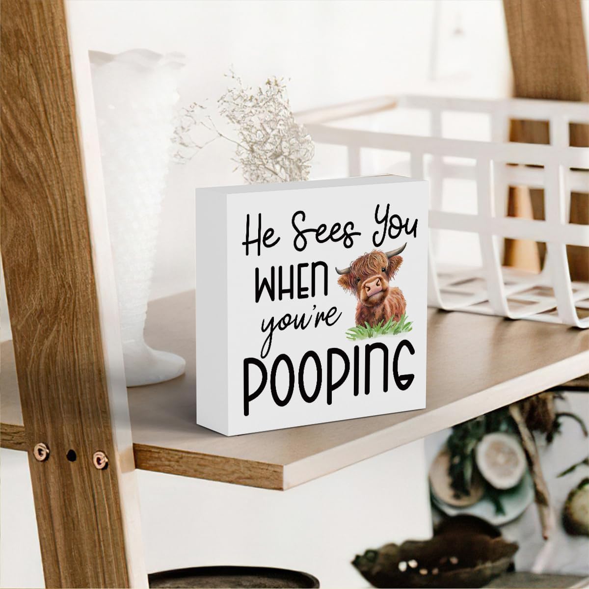 Funny Highland Cow Bathroom Decor Are You Pooping Sign Highland Cow Gifts for Women Highland Cow