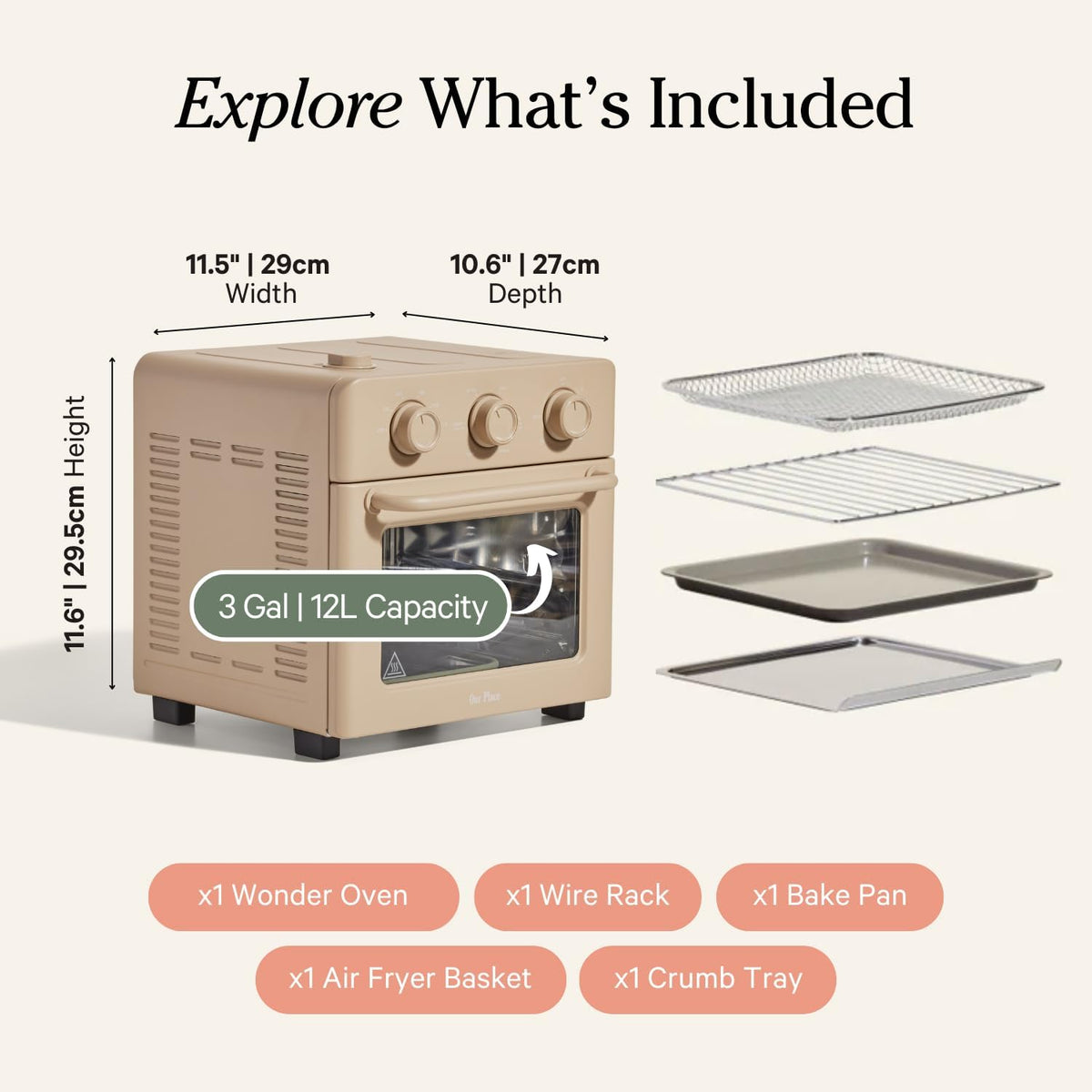 Our Place Wonder Oven | 6-in-1 Air Fryer & Toaster Oven with Steam Infusion | Compact, Countertop