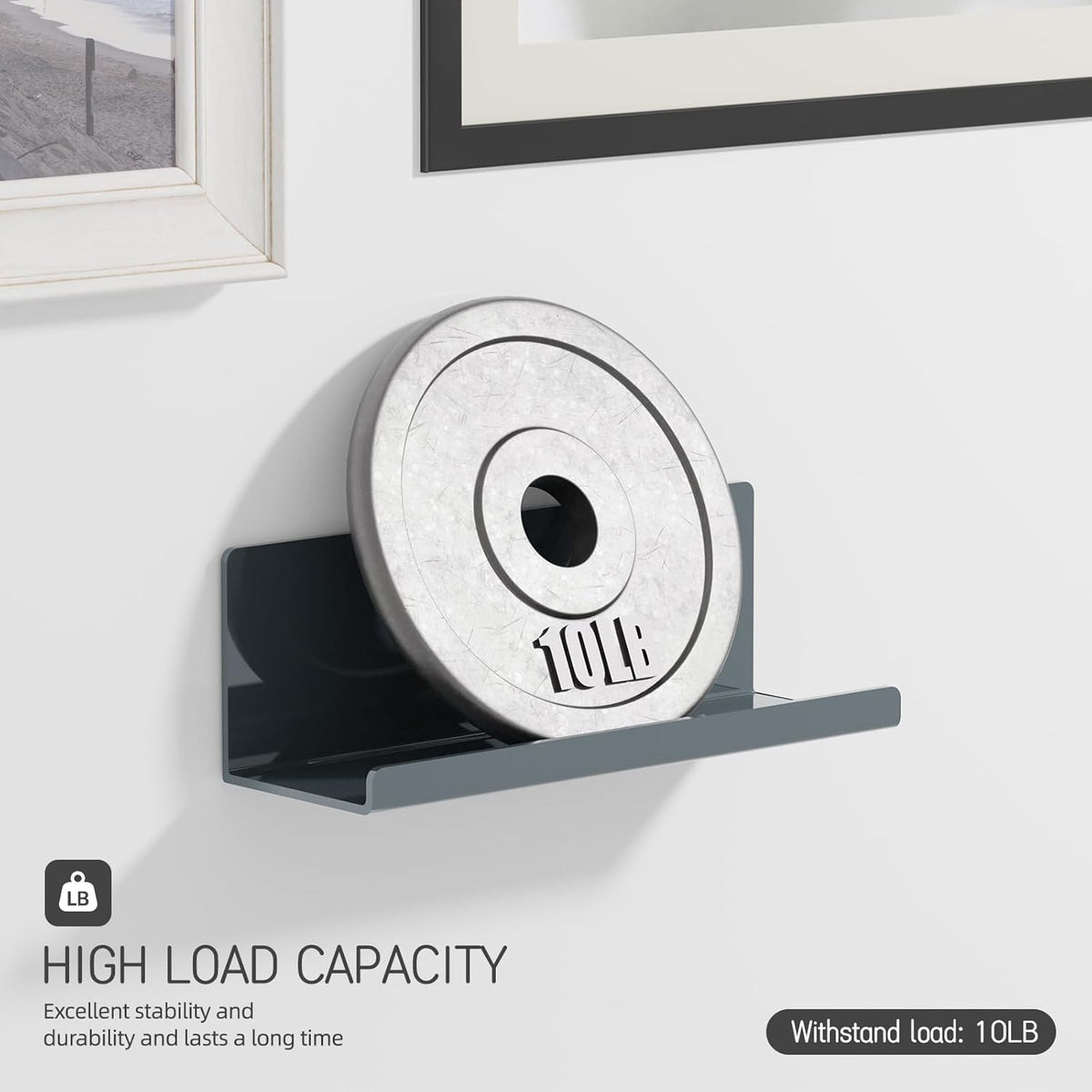 Adhesive Floating Shelves for Wall No Drilling, 12 Inch Acrylic Self Adhesive Shelves, Stick on