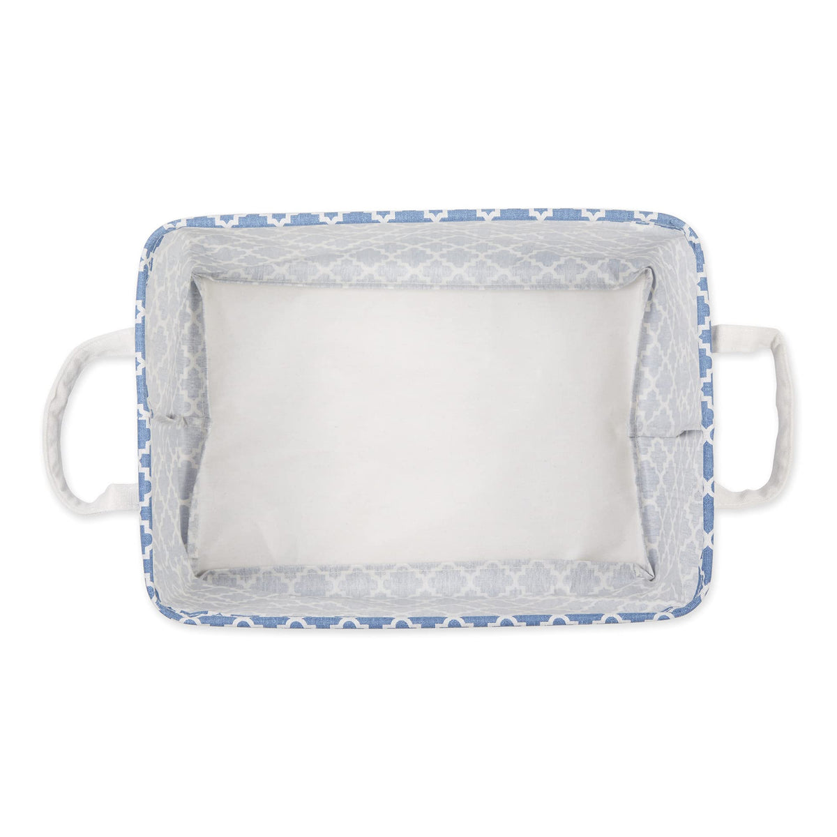DII Laundry Storage Collection, PE Coated Collapsible Bin with Handles, French Blue Lattice