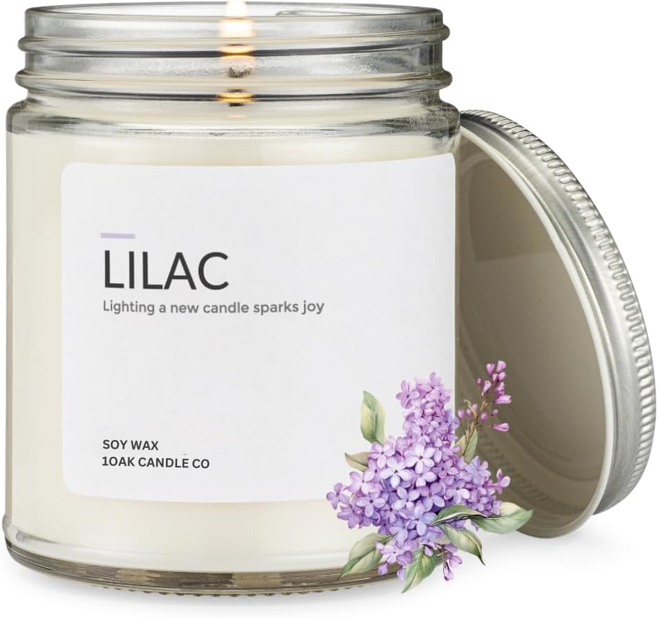1OAK Soy Wax Scented Candles (Lilac) - Lilac Candle - Soy Candle for Home Scented - Long Burning