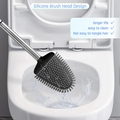 Sellemer Toilet Brush and Holder Set - Flexible Toilet Bowl Brush Head with Silicone Bristles