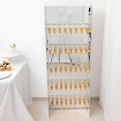 Tableclothsfactory Silver Mirror Finish 5-Tier Wine Glass Stemware Rack, 40 Champagne Flute Holder