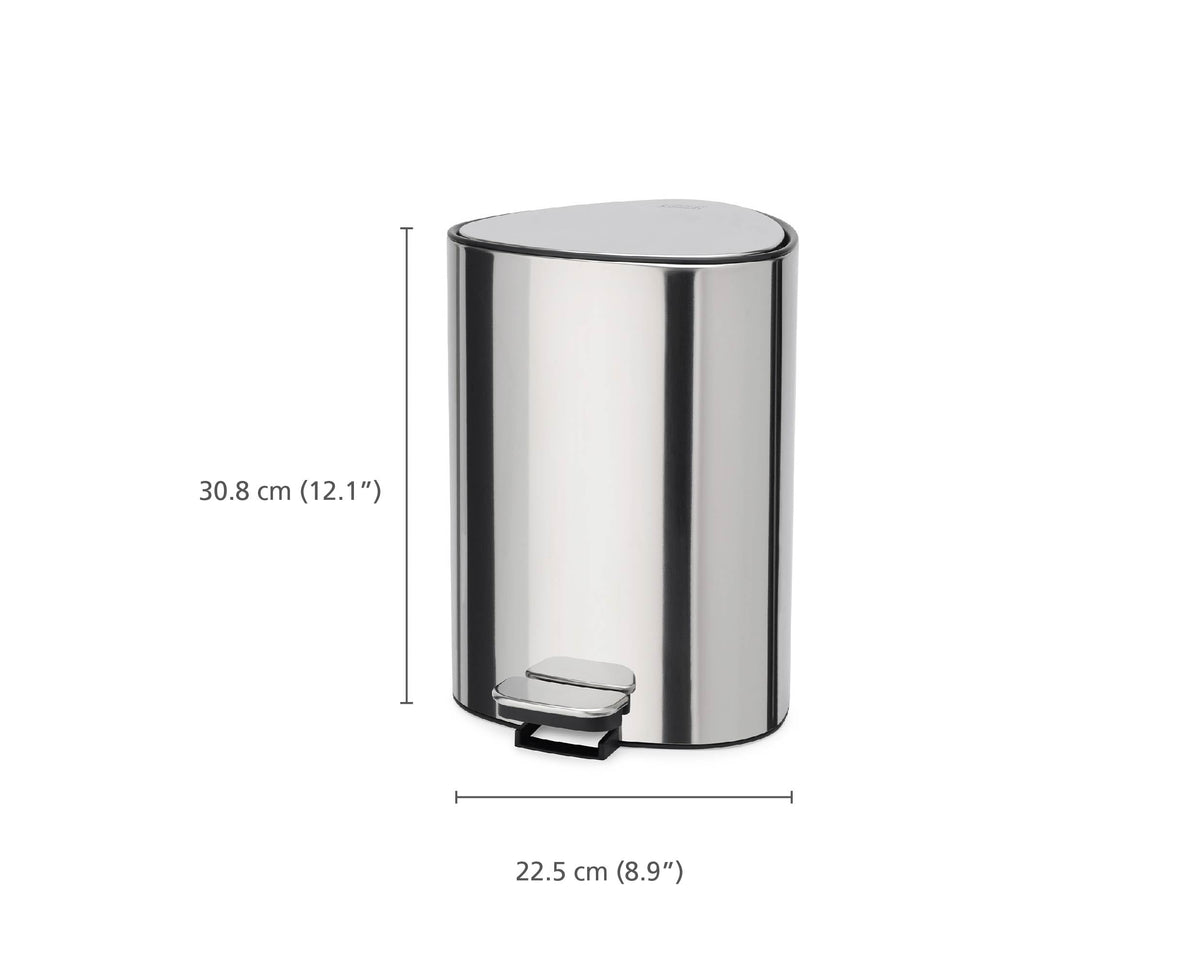 Joseph Joseph EasyStore Luxe Stainless Steel 5 Liter Pedal/1.3 Gallon Trash Can with Bin Liner
