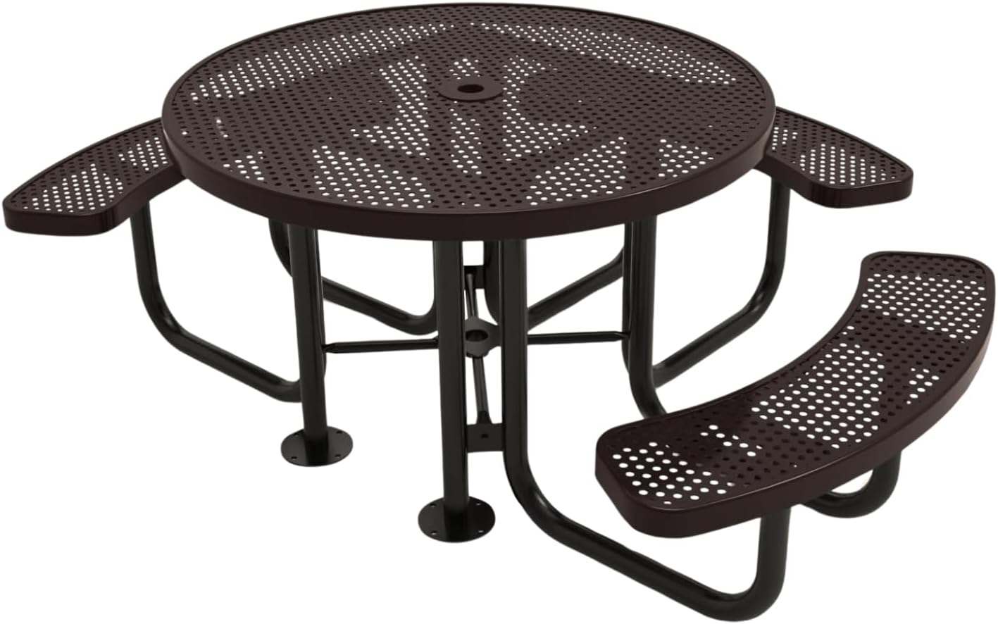 Heavy-Duty Portable Outdoor Picnic Table with Umbrella Hole, Punched Steel Patio Dining Furniture