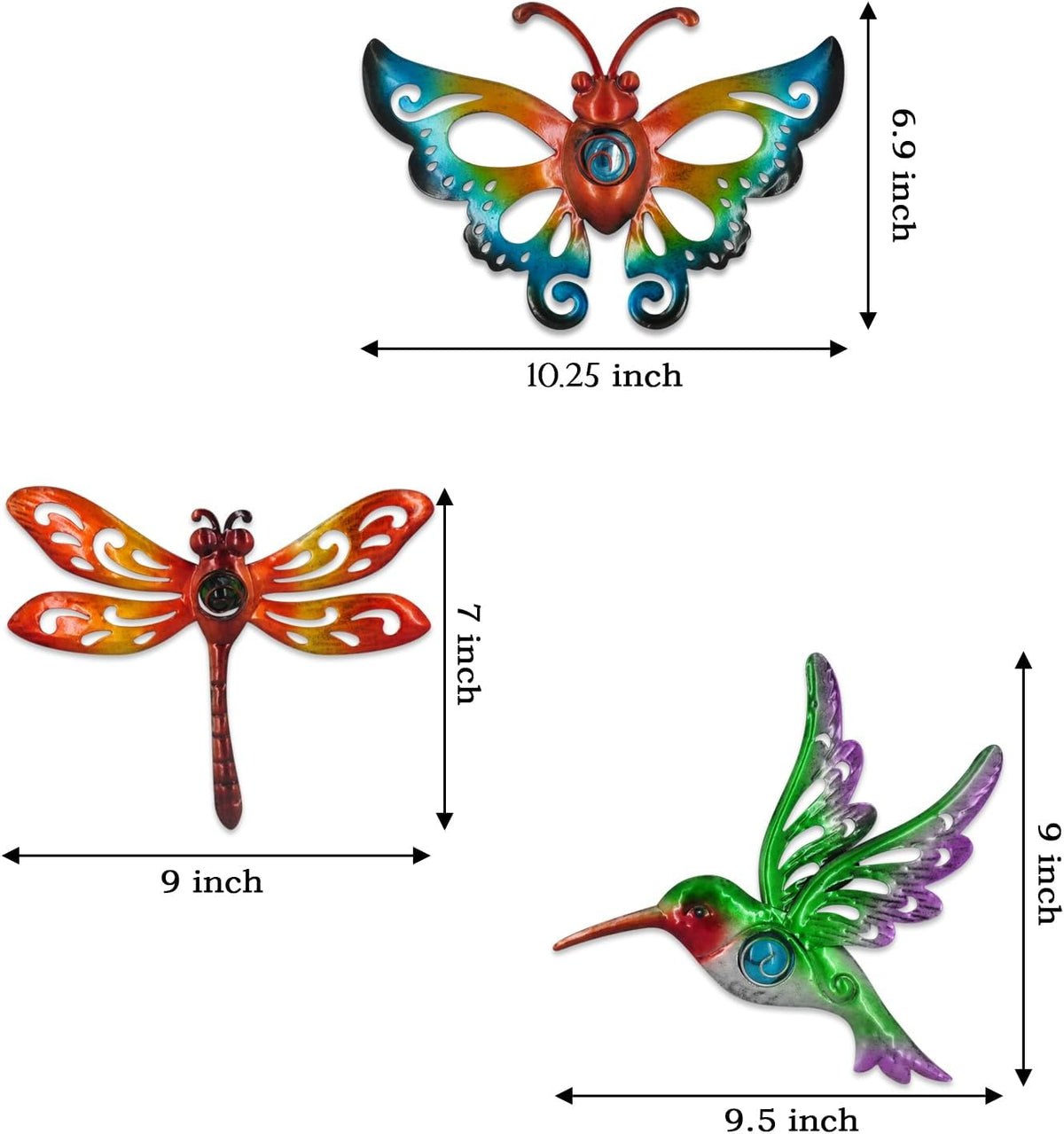 Hummingbird Butterfly Dragonfly Metal Wall Decor Outdoor Metal Wall Art Fence Decor Hanging