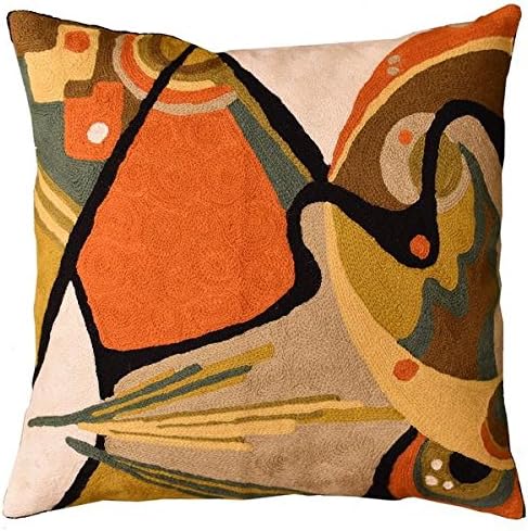 Kandinsky Modern Pillow Cover - Flow Orange Abstract Pillowcase Farmhouse Chair Cushion