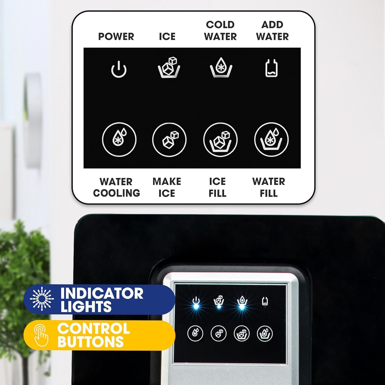 2 in 1 Bottom Load Water Cooler Dispenser with Ice Maker for 3 Gallon Bottle 17lbs Daily Capacity